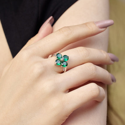 Angela Jewelry]Four-Leaf Clover Eight-Pointed Star Ring