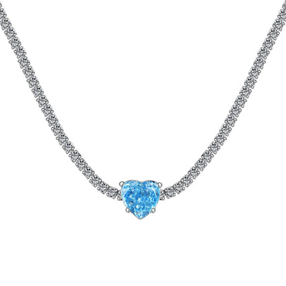 Angela Jewelry]2.0 Carat Sparkling Tennis Heart Cut Necklace