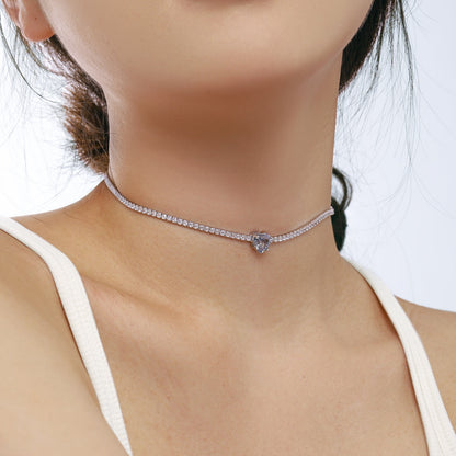 Angela Jewelry]2.0 Carat Sparkling Tennis Heart Cut Necklace