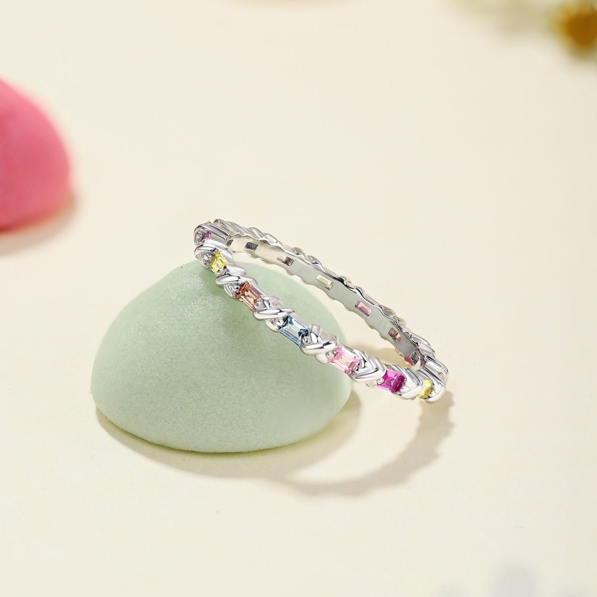 Angela Jewelry]Charming Colorful Round Cut Daily Ring