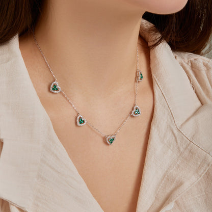 Angela Jewelry]Sparkling Five Heart Necklace