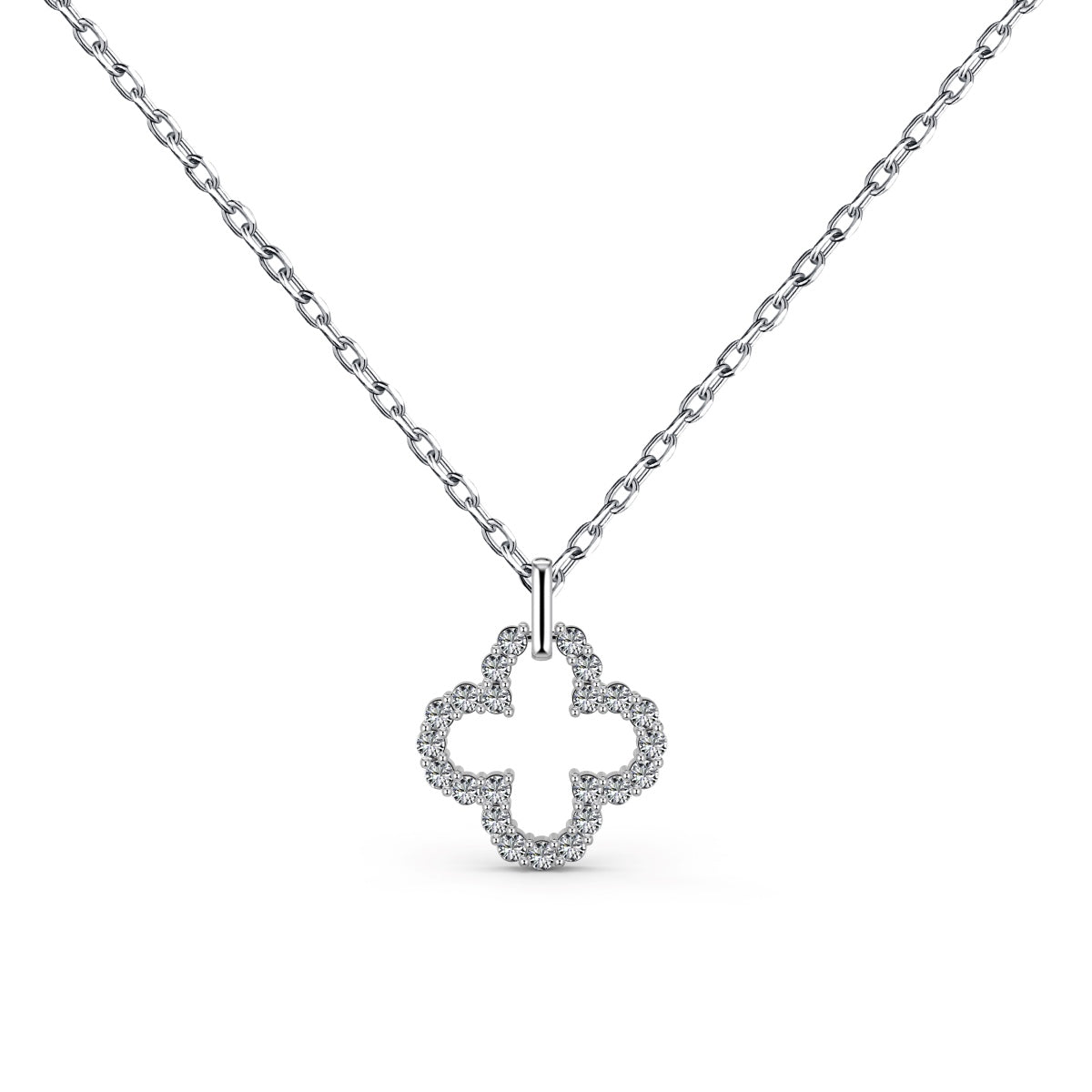 Angela Jewelry]Four-Leaf Clover Hollow Design Exquisite Necklace
