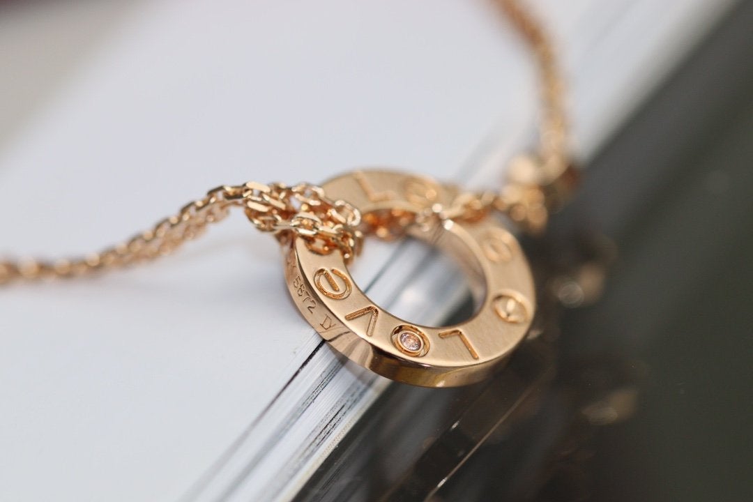 [Angela Jewellery]LOVE NECKLACE ADJUSTABLE ROSE GOLD 2 DIAMOND