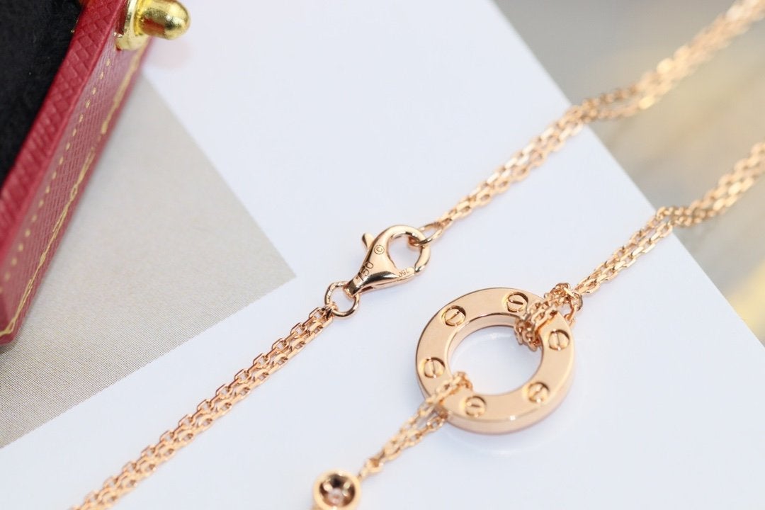 [Angela Jewellery]LOVE NECKLACE ADJUSTABLE ROSE GOLD 2 DIAMOND