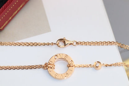 [Angela Jewellery]LOVE NECKLACE ADJUSTABLE ROSE GOLD 2 DIAMOND