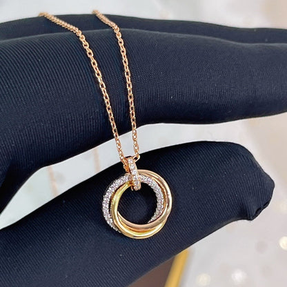 [Angela Jewellery]TRINITY NECKLACE SILVER GOLD PINK GOLD DIAMONDS