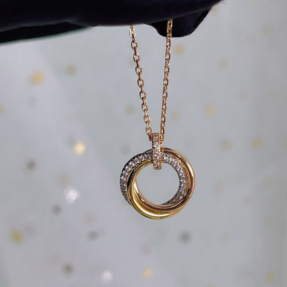 [Angela Jewellery]TRINITY NECKLACE SILVER GOLD PINK GOLD DIAMONDS