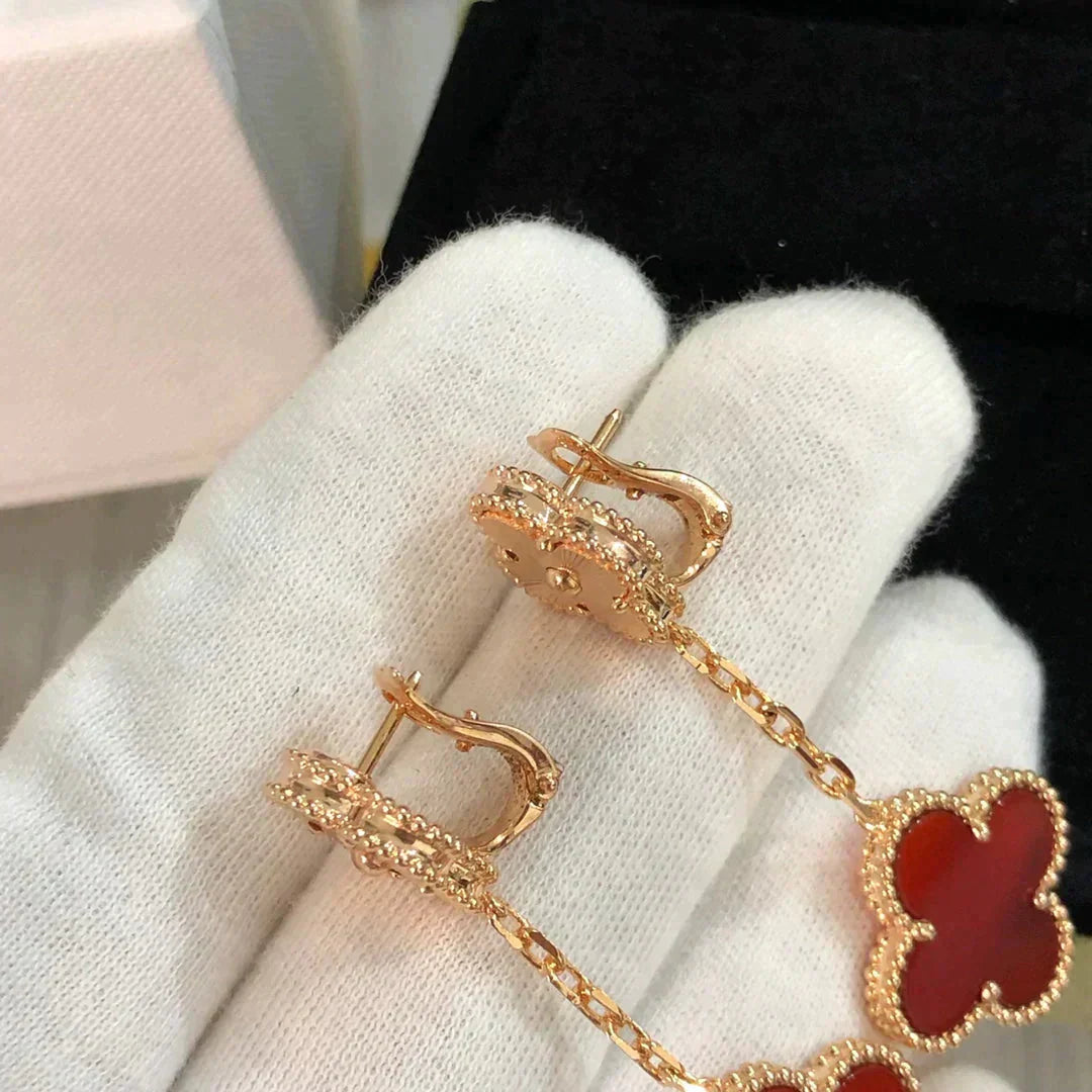 [Angela Jewellery]CLOVER 2 MOTIF  LASER CARNELIAN EARRINGS