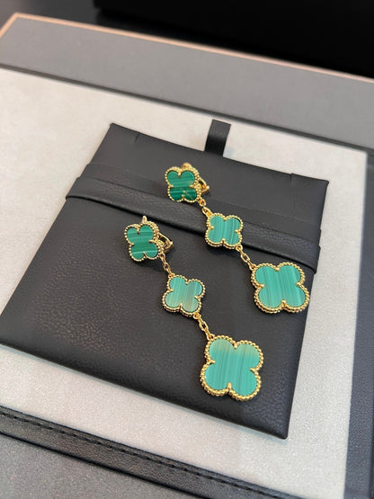 [Angela Jewellery]CLOVER MALACHITE 3 MOTIFS GOLD