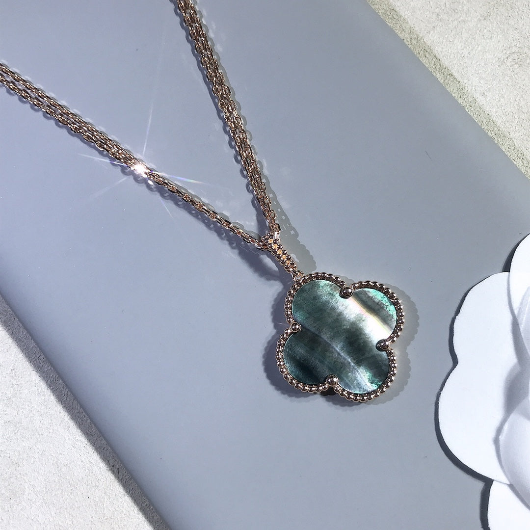 [Angela Jewellery]CLOVER 25MM GOLD DARK MOP BIG CLOVER NECKLACE