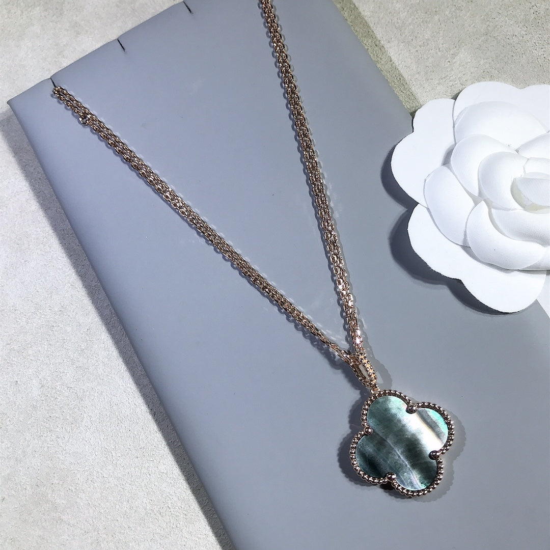[Angela Jewellery]CLOVER 25MM GOLD DARK MOP BIG CLOVER NECKLACE