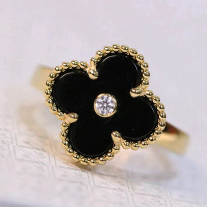[Angela Jewellery]CLOVER ONYX RING GOLD DIAMOND