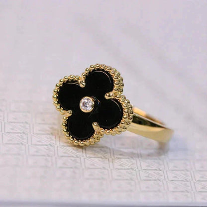 [Angela Jewellery]CLOVER ONYX RING GOLD DIAMOND