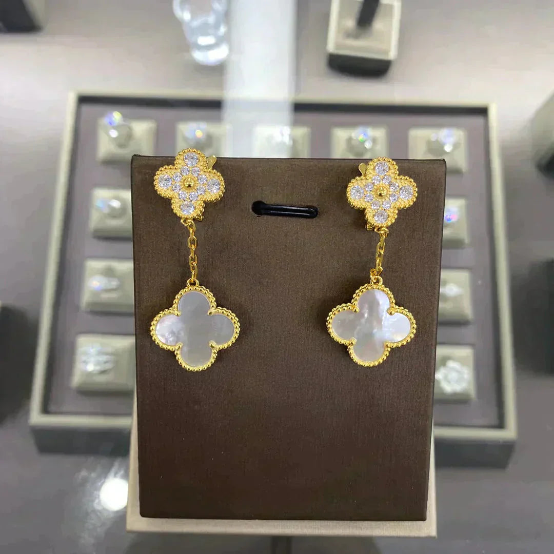 [Angela Jewellery]CLOVER  2 MOTIFS  DIAMOND  EARRINGS (MULTIPLE CHOICESç´