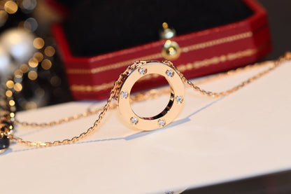 [Angela Jewellery]LOVE NECKLACE 16MM 6 DIAMONDS PINK GOLD