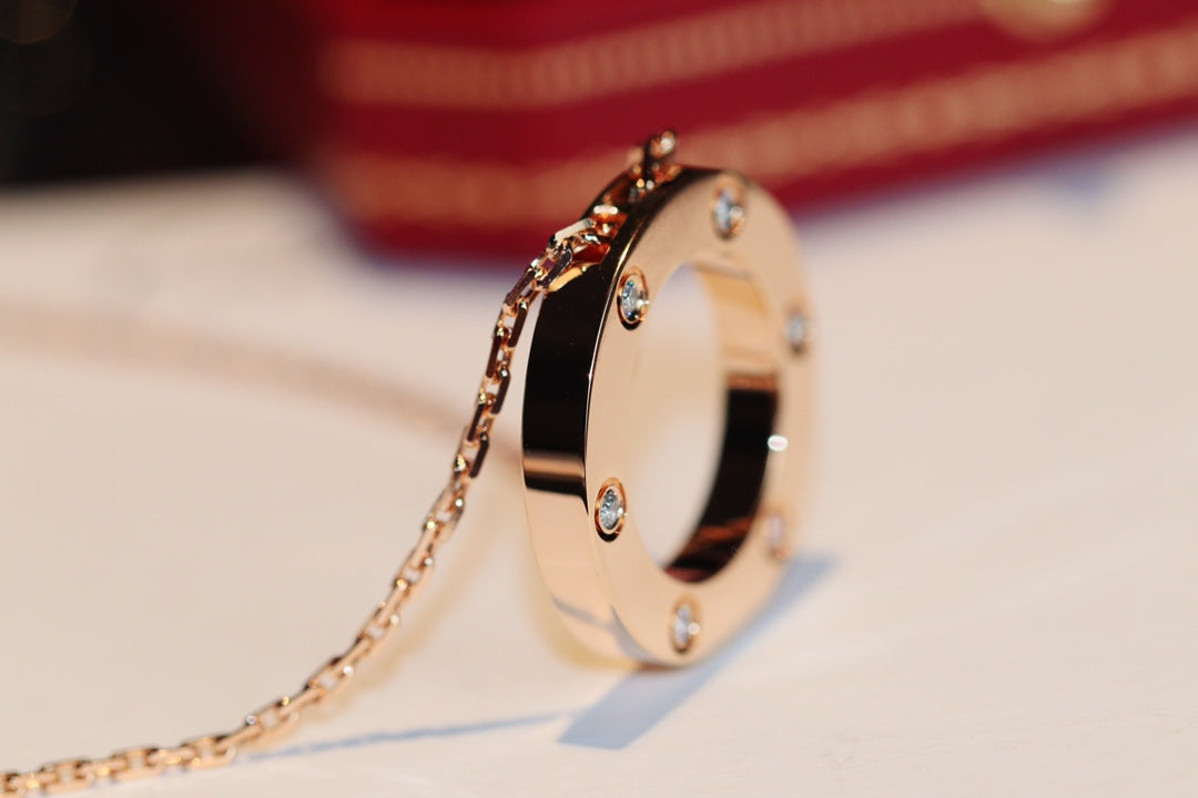 [Angela Jewellery]LOVE NECKLACE 16MM 6 DIAMONDS PINK GOLD