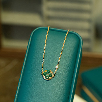 [Angela Jewellery]SUN MALACHITE 1 DIAMOND PINK GOLD BRACELET