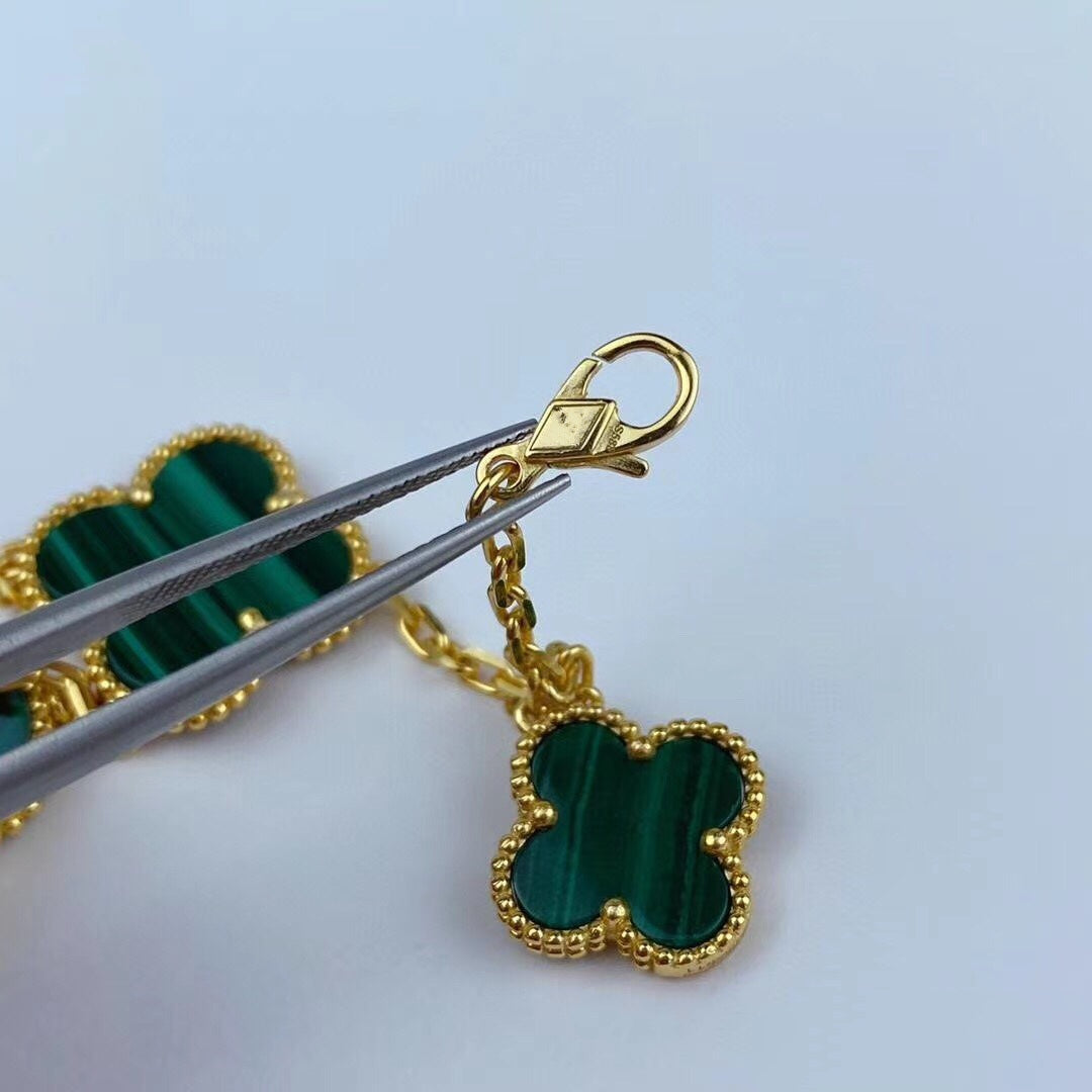 [Angela Jewellery]MAGIC CLOVER MALACHITE GOLD BRACELET 5 MOTIFS