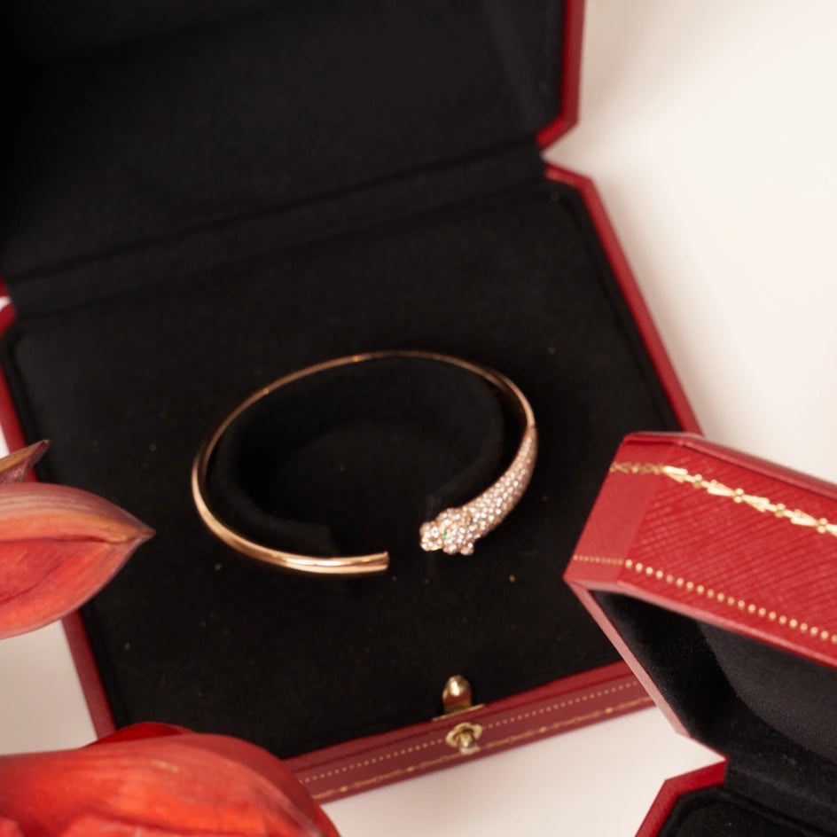 [Angela Jewellery]PANTHERE ROSE GOLD DIAMOND OPEN BRACELET