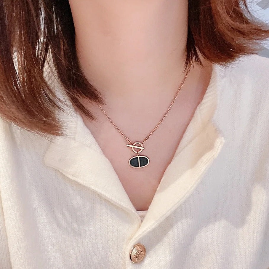 [Angela Jewellery]CHAINE VERSO BLACK CERAMIC NECKLACE