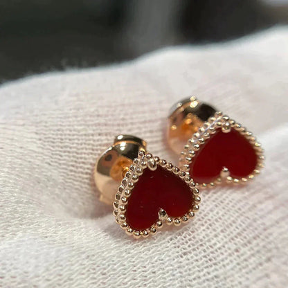 [Angela Jewellery]HEART CARNELIAN STUD EARRINGS
