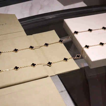 [Angela Jewellery]CLOVER 20 MOTIFS ONYX NECKLACE