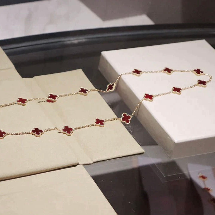 [Angela Jewellery]CLOVER 20 MOTIFS CARNELIAN NECKLACE