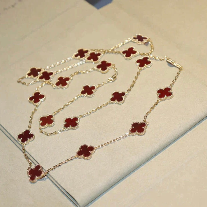 [Angela Jewellery]CLOVER 20 MOTIFS CARNELIAN NECKLACE