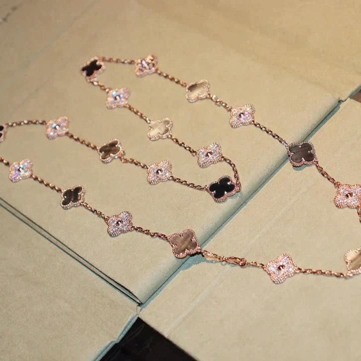 [Angela Jewellery]CLOVER 20 MOTIFS DARK MOP DIAMOND  NECKLACE