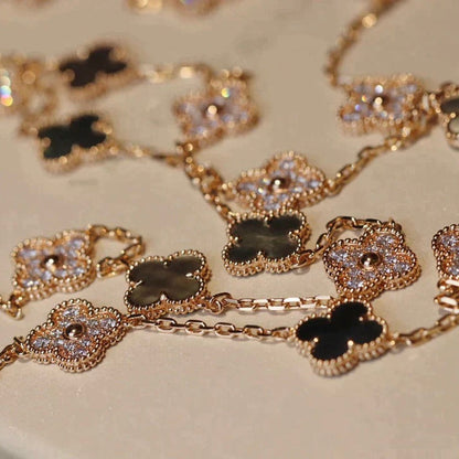 [Angela Jewellery]CLOVER 20 MOTIFS DARK MOP DIAMOND  NECKLACE