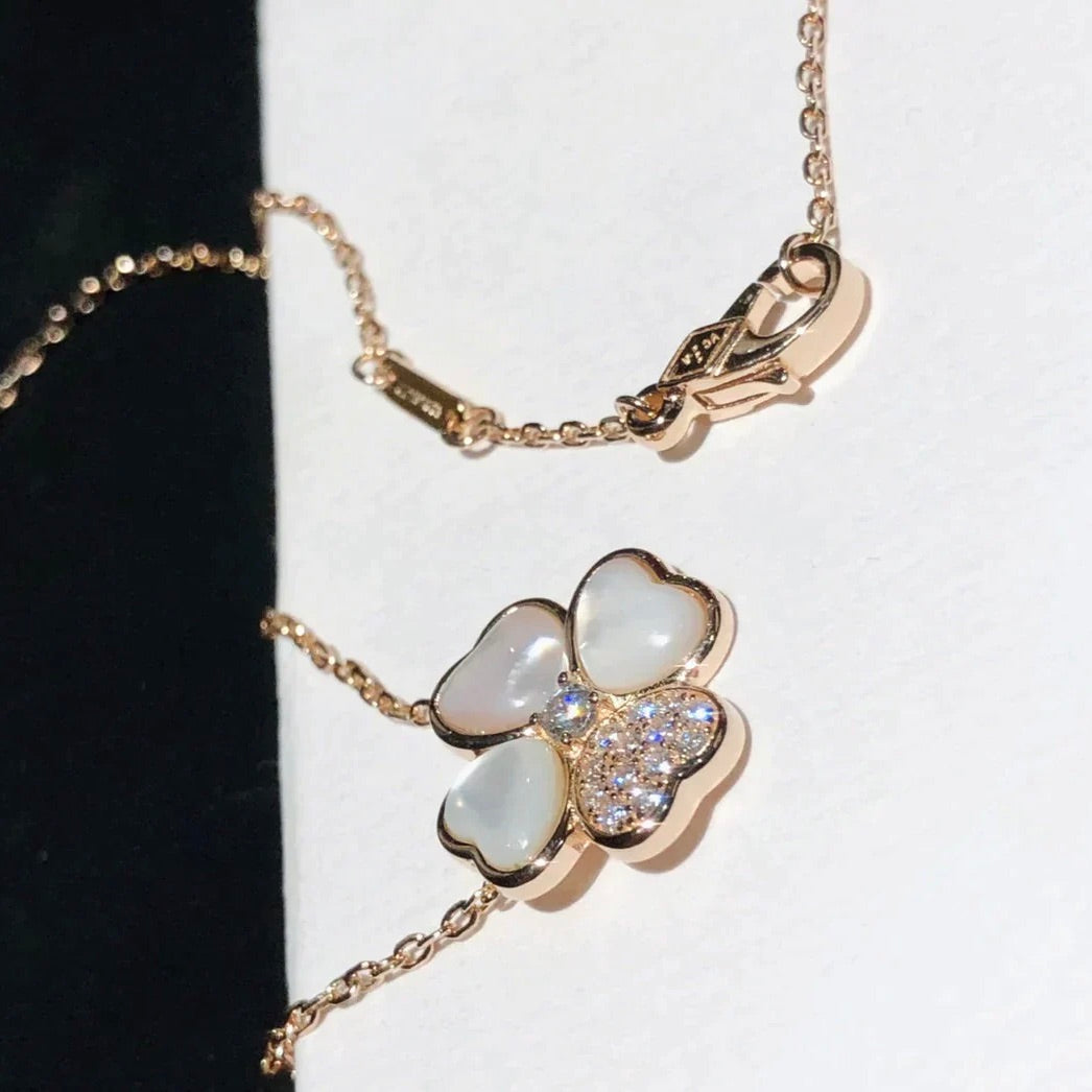 [Angela Jewellery]CLOVER MOP DIAMOND ROSE GOLD NECKLACE