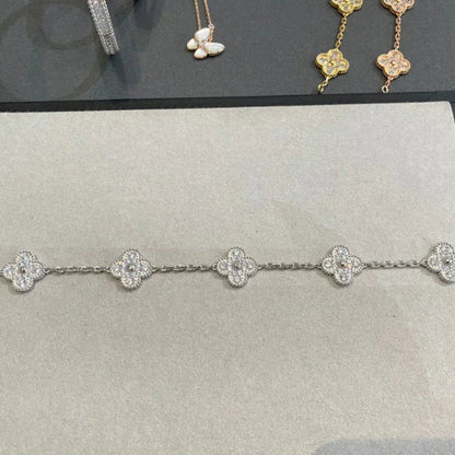 [Angela Jewellery]CLOVER 5 MOTIFS  DIAMOND BRACELET SILVER
