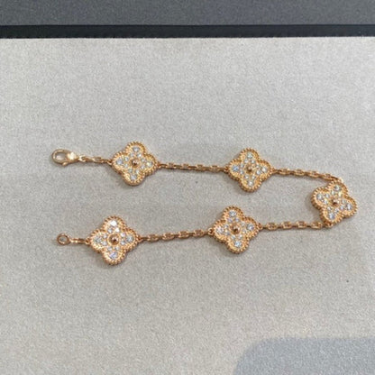 [Angela Jewellery]CLOVER 5 MOTIFS  FULL DIAMOND BRACELET
