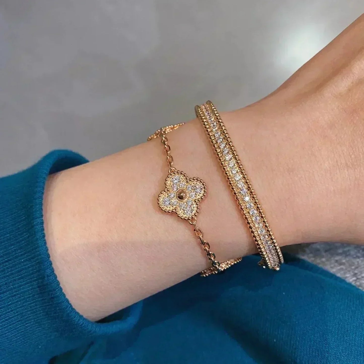 [Angela Jewellery]CLOVER 5 MOTIFS  FULL DIAMOND BRACELET