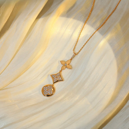 [Angela Jewellery]STAR AND SUN DIAMOND PINK GOLD NECKLACE
