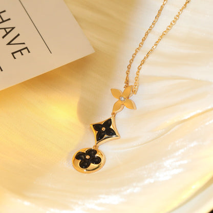 [Angela Jewellery]STAR AND SUN ONYX PINK GOLD NECKLACE