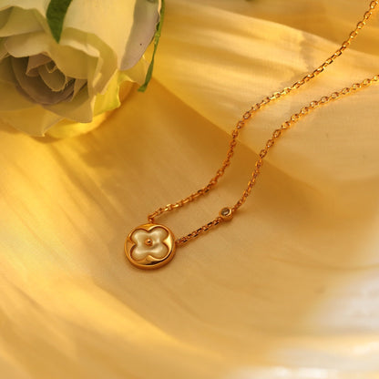[Angela Jewellery]SUN PEDANT PINK GOLD 1 DIAMOND NECKLACE