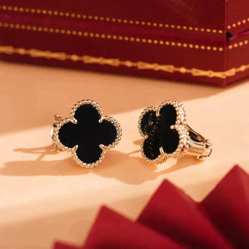 [Angela Jewellery]CLOVER MEDIUM 1 MOTIFS  ONYX STUD EARRINGS