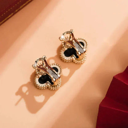 [Angela Jewellery]CLOVER MEDIUM 1 MOTIFS  ONYX STUD EARRINGS