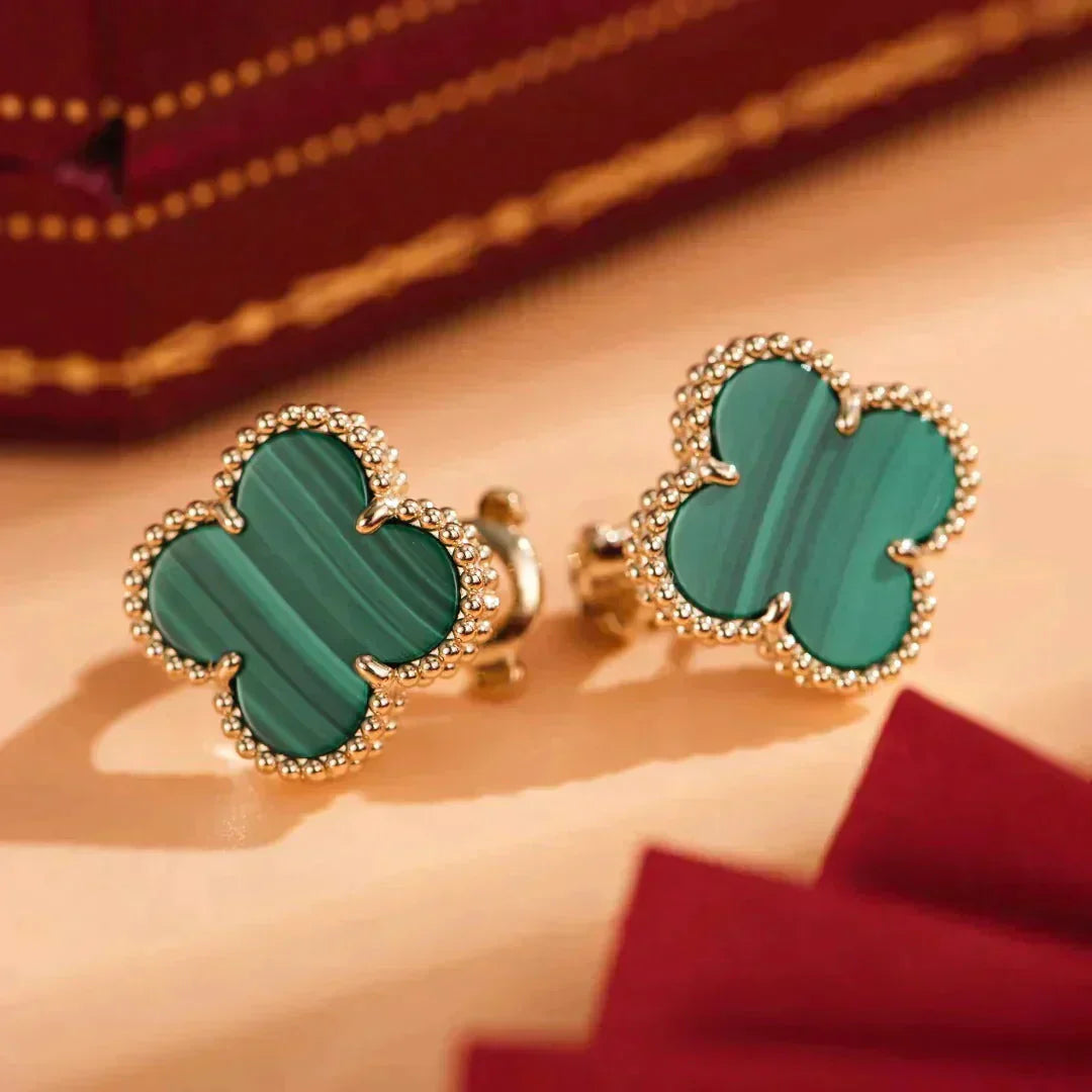 [Angela Jewellery]CLOVER MEDIUM 1 MOTIFS MALACHITE  EARRINGS