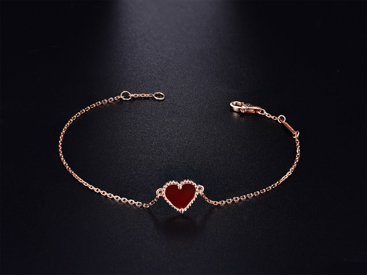 [Angela Jewellery]HEART CARNELIAN PINK GOLD BRACELET