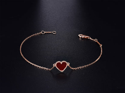 [Angela Jewellery]HEART CARNELIAN PINK GOLD BRACELET