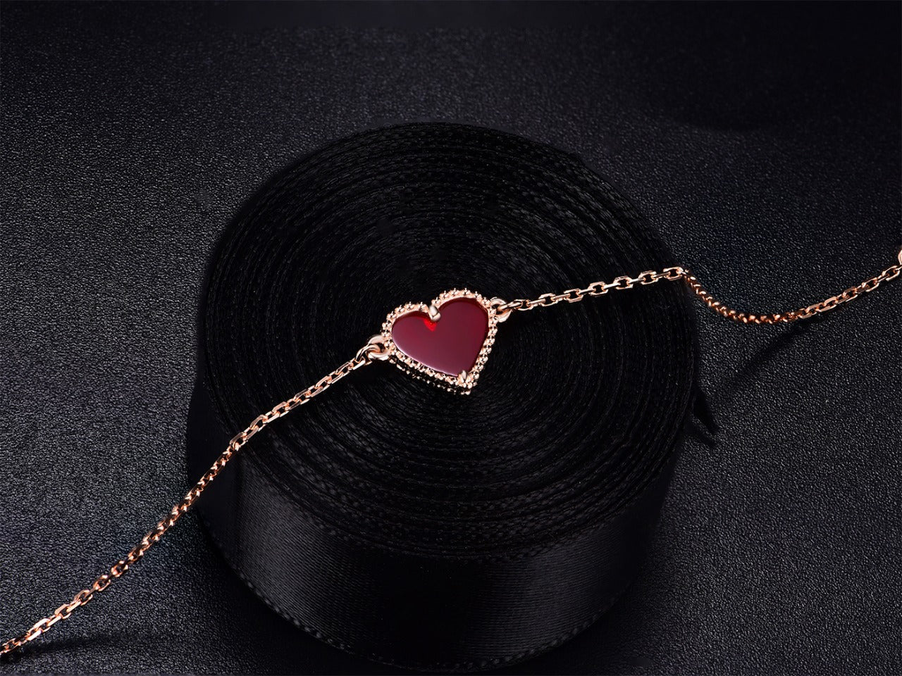 [Angela Jewellery]HEART CARNELIAN PINK GOLD BRACELET
