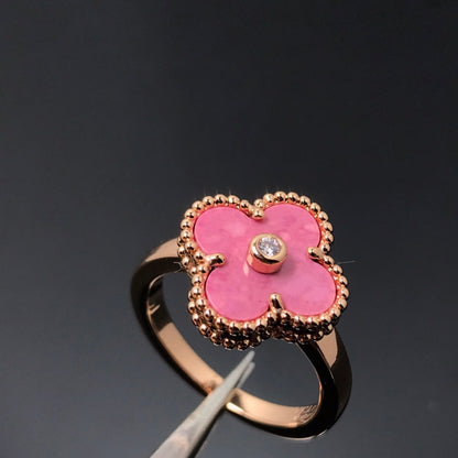 [Angela Jewellery]CLOVER RHODONITE ROSE GOLD RING