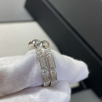 [Angela Jewellery]LOVE DIAMOND SILVER HOOP EARRINGS