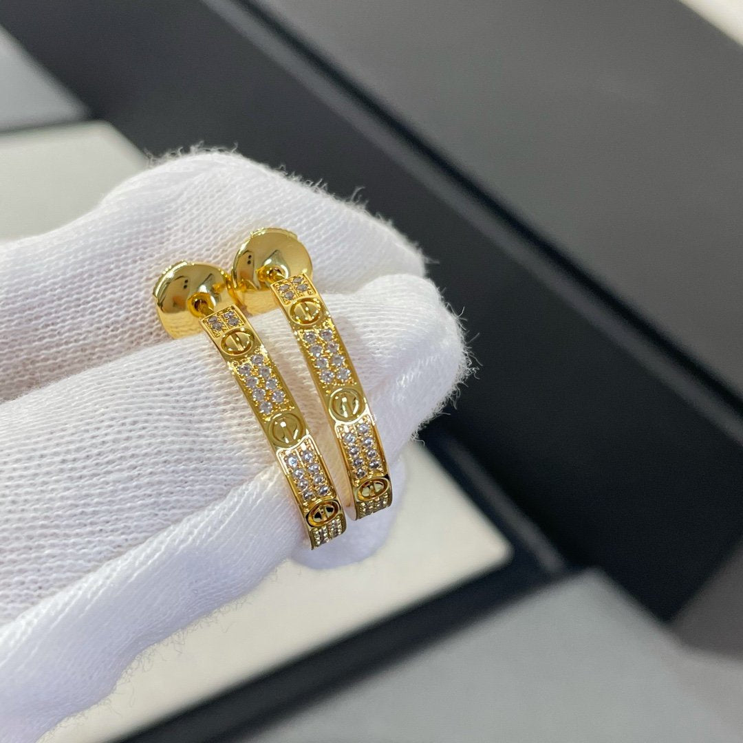 [Angela Jewellery]LOVE DIAMOND GOLD HOOP EARRINGS