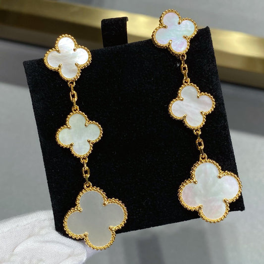 [Angela Jewellery]CLOVER MOP 3 MOTIFS GOLD EARRINGS