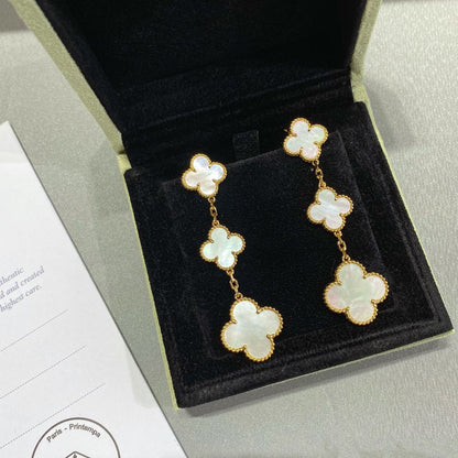 [Angela Jewellery]CLOVER MOP 3 MOTIFS GOLD EARRINGS