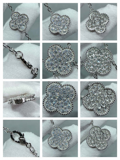 [Angela Jewellery]CLOVER 6 MOTIF DIAMOND PAVED NECKLACE