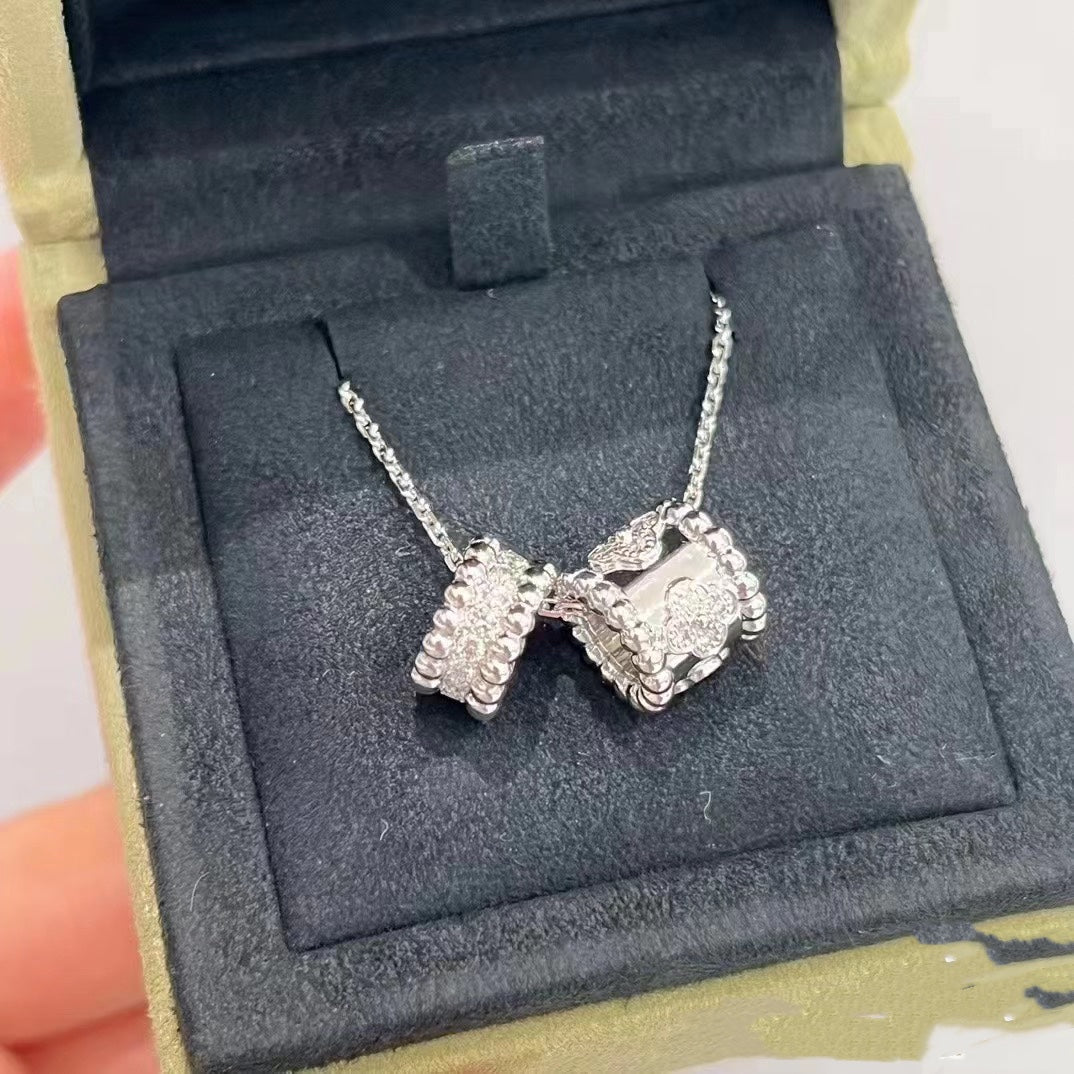 [Angela Jewellery]PERLEE DOUBLE PENDANT SILVER DIAMOND NECKLACE